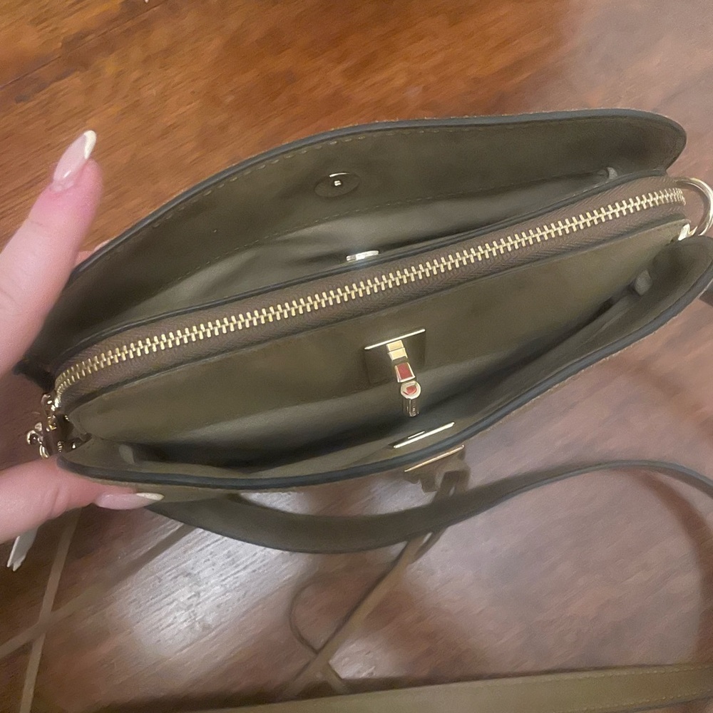 Rebecca Minkoff Olive Green Suede Crossbody Bag with Gold Hardware - Picture 3 of 5